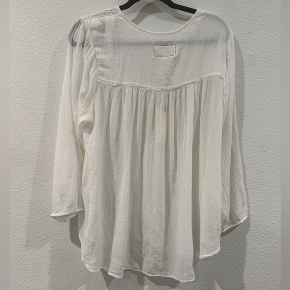 NWT Current/Elliott The Picnic Shirt Sugar Crochet White Boho Gauzy Blouse 2 - Picture 7 of 16